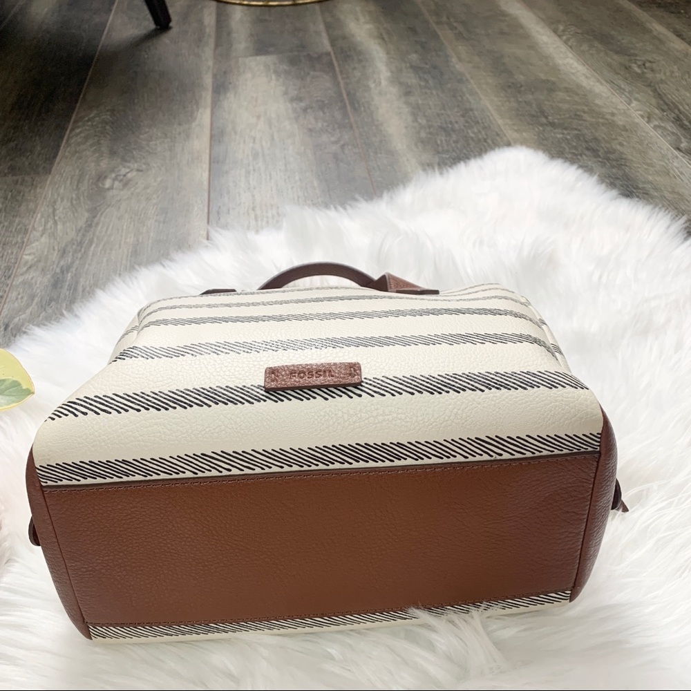Fossil Fiona Striped Crossbody Satchel Purse Bag - Picture 8 of 16